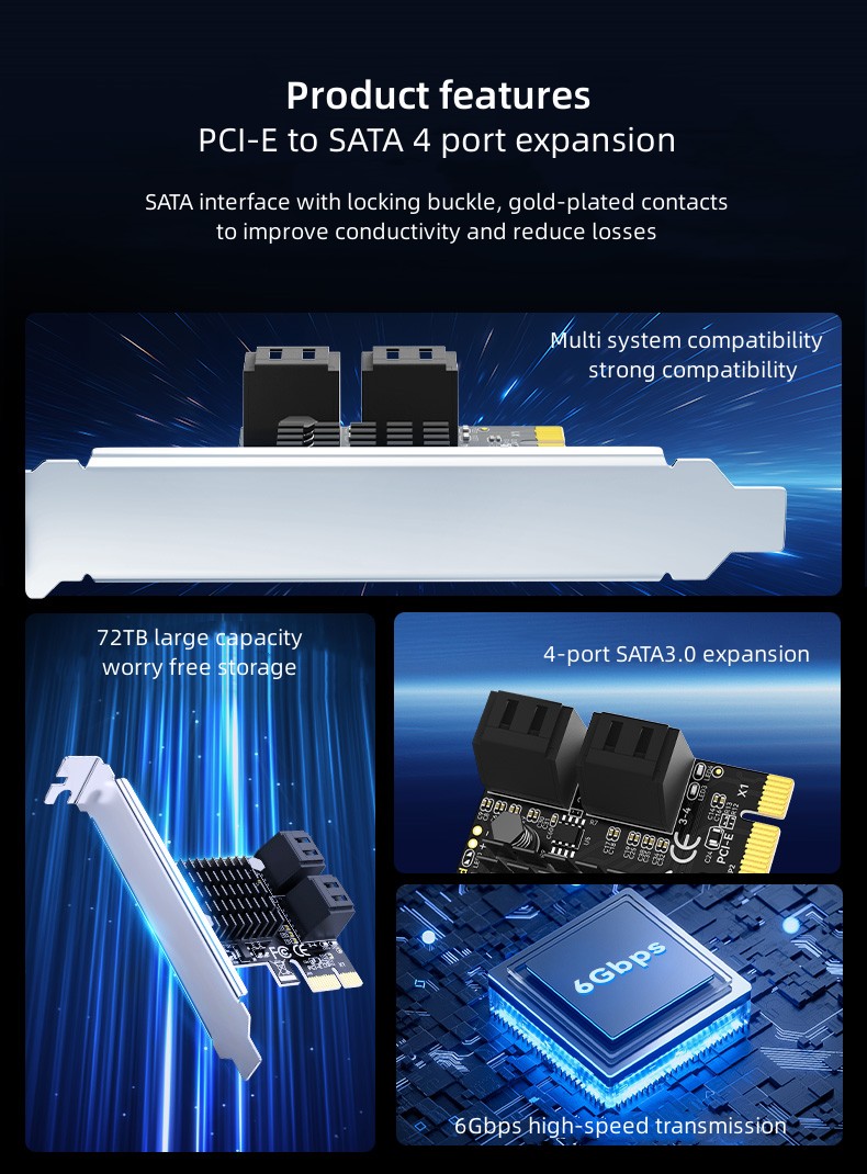PCI-E to 4 Port SATA3.0 Expansion Card