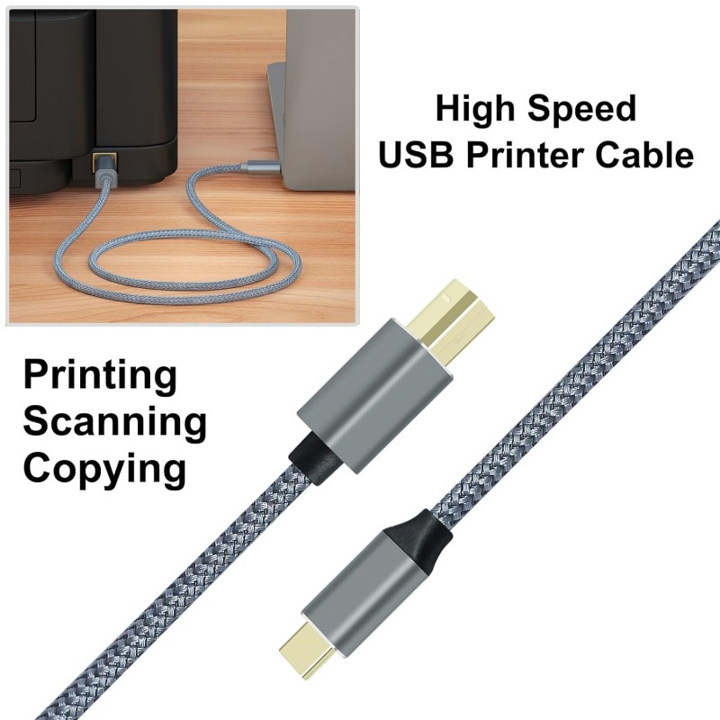 USB C to USB B Printer Cable