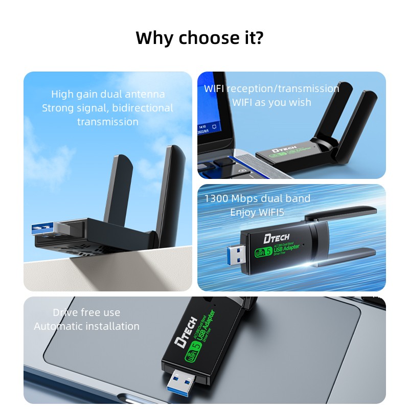 1300M Dual Band USB Adapter