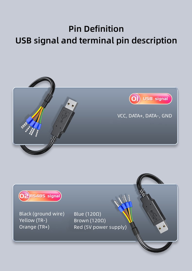 USB to RS485 Serial 6P Terminal Cable