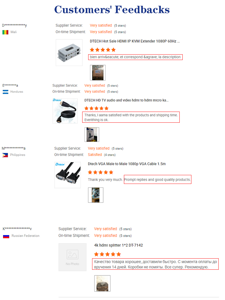 Dtech Customer's reviews